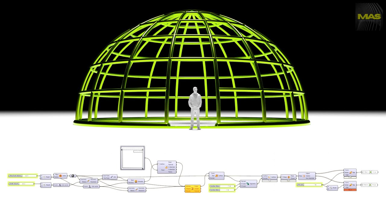 Grasshopper & Rhino Architectural Wireframe Dome