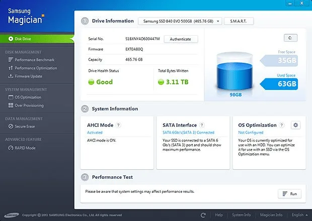 Samsung SSD Magician 7.0.1.630
