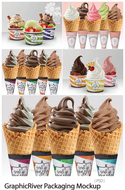 GraphicRiver Packaging Mockup Ice Cream Yogurt Cup Cone GraphicRiver Packaging Mockup Ice Cream Yogurt Cup Cone