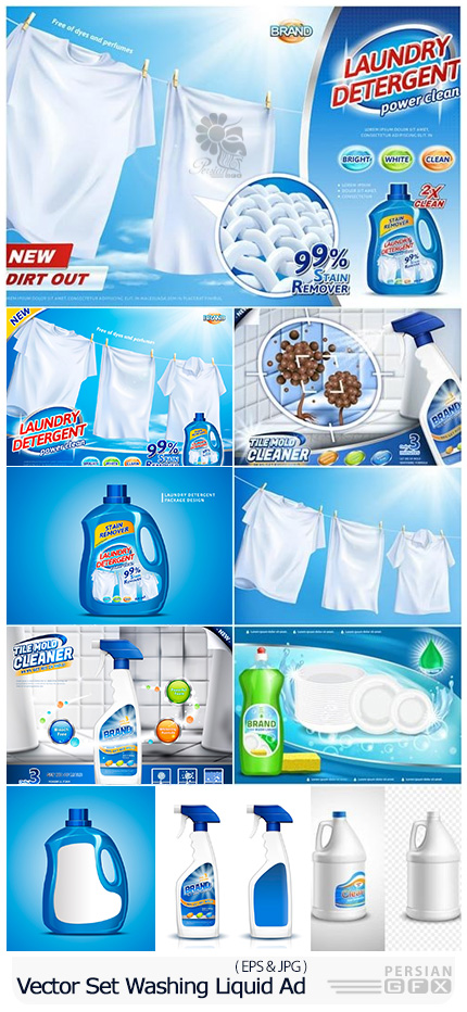 Vector Set Washing-Up Liquid Advertising Templates Vector Set Washing-Up Liquid Advertising Templates