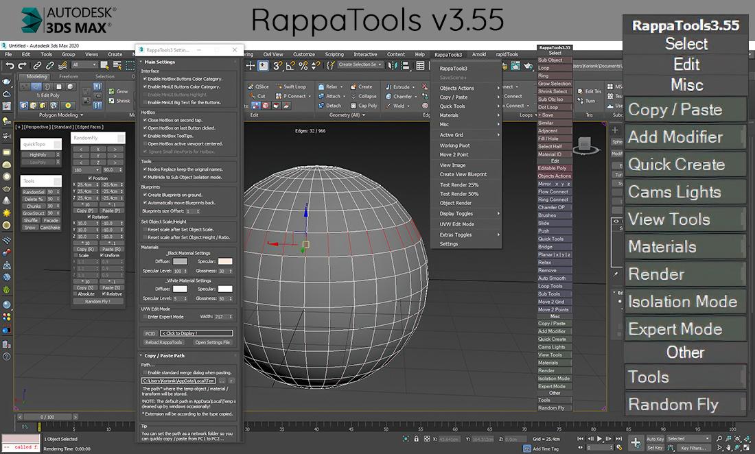 RappaTools v3.55 3ds Max Advanced ToolBox MaxScript RappaTools v3.55 3ds Max Advanced ToolBox MaxScript
