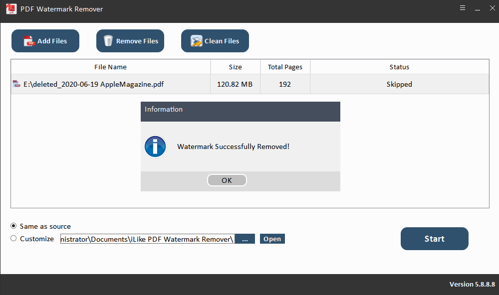 ilike PDF Watermark Remover 5.8.8.8 ilike PDF Watermark Remover 5.8.8.8