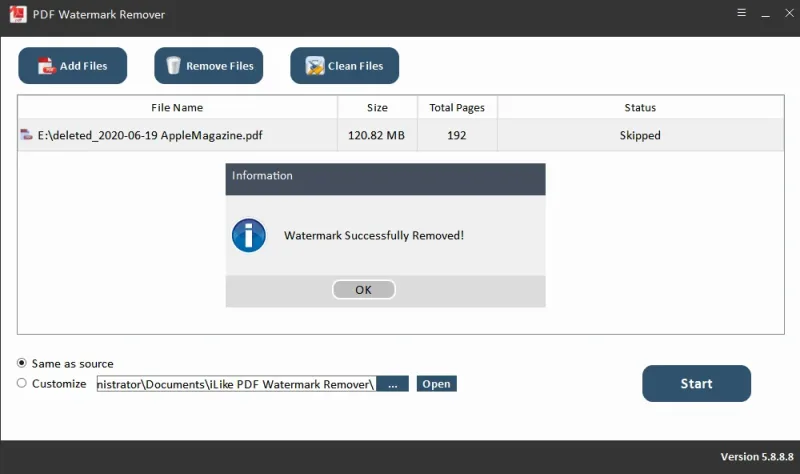 ilike PDF Watermark Remover 5.8.8.8 ilike PDF Watermark Remover 5.8.8.8