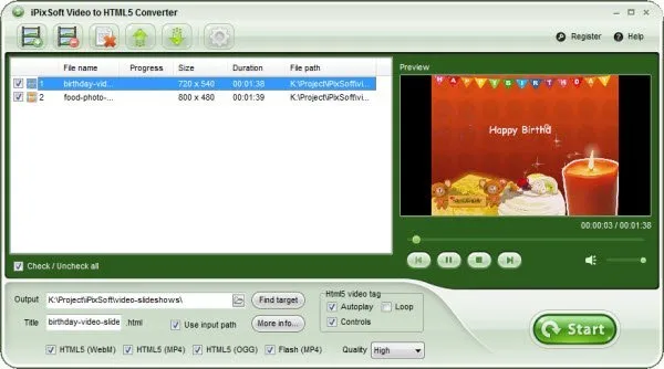 iPixSoft Video to HTML5 Converter iPixSoft Video to HTML5 Converter