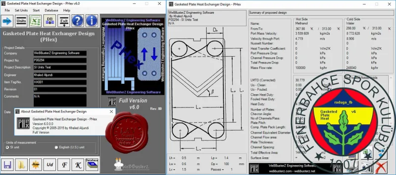 WeBBusterZ Engineering Software Gasketed Plate Heat Exchanger Design v6.0