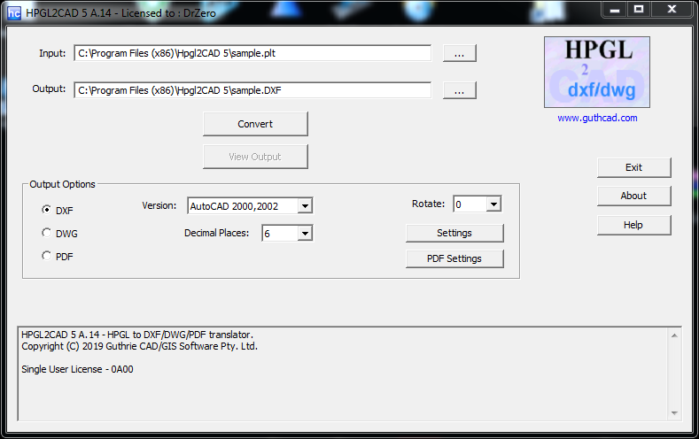 Guthcad HPGL2CAD 5 A.14 Guthcad HPGL2CAD 5 A.14