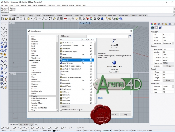 Veesus Arena4D & Arena4D Renderer v2.0 for Rhino 6 Veesus Arena4D & Arena4D Renderer v2.0 for Rhino 6