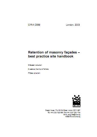 CIRIA C589 retention of masonry facades CIRIA C589 retention of masonry facades