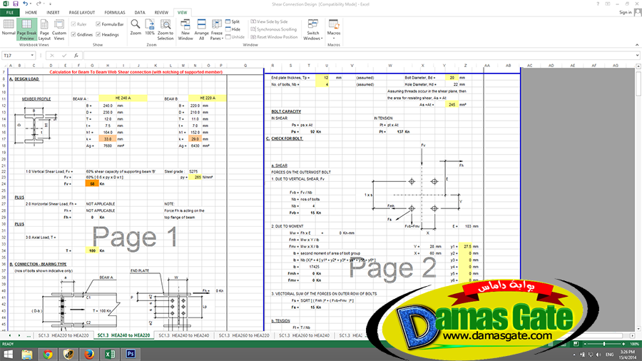 Shear Connection Design Calculation and Spreadsheet Shear Connection Design Calculation and Spreadsheet